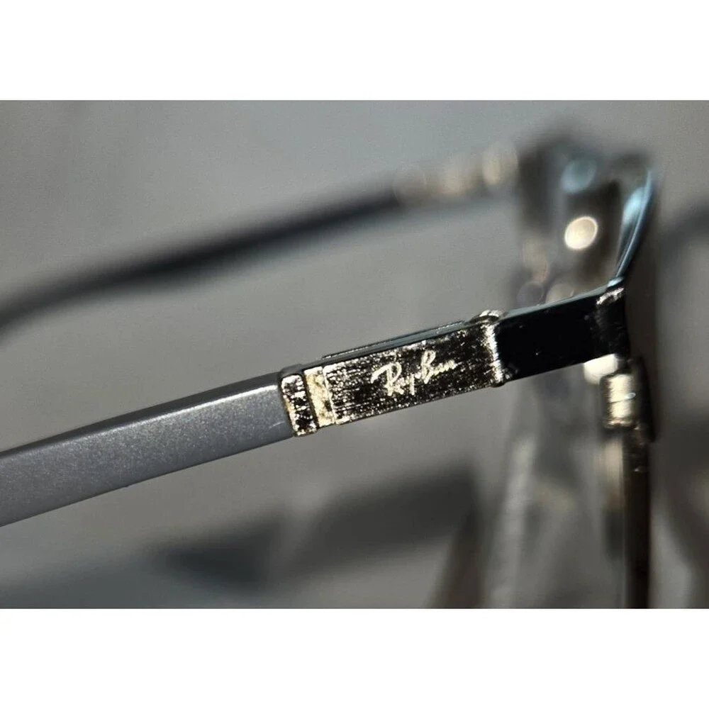 Ray Ban Eyeglasses Liteforce RB 6518 Black Silver with Grey Temples Sz 55-19-145